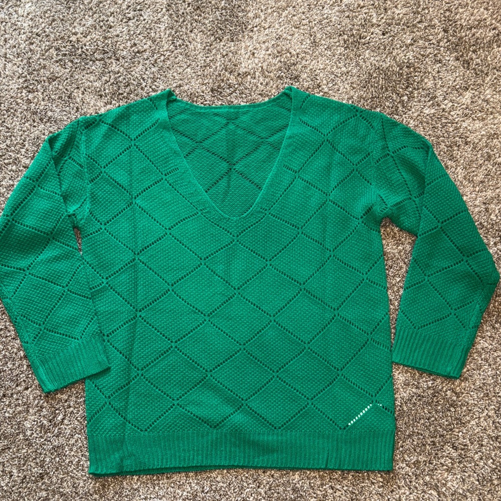 Green V-Neck Sweater